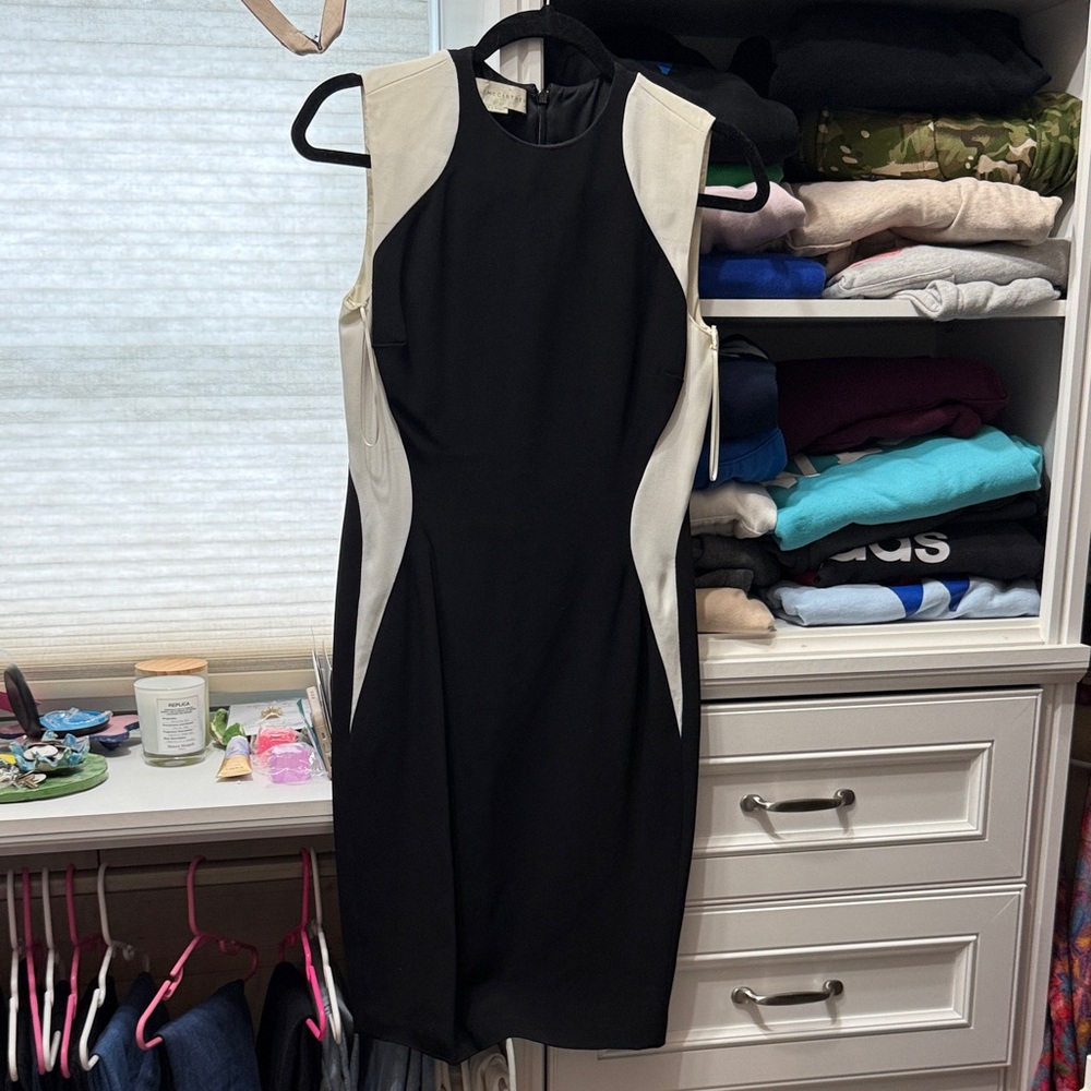 Stella McCartney Black and Cream Midi Dress